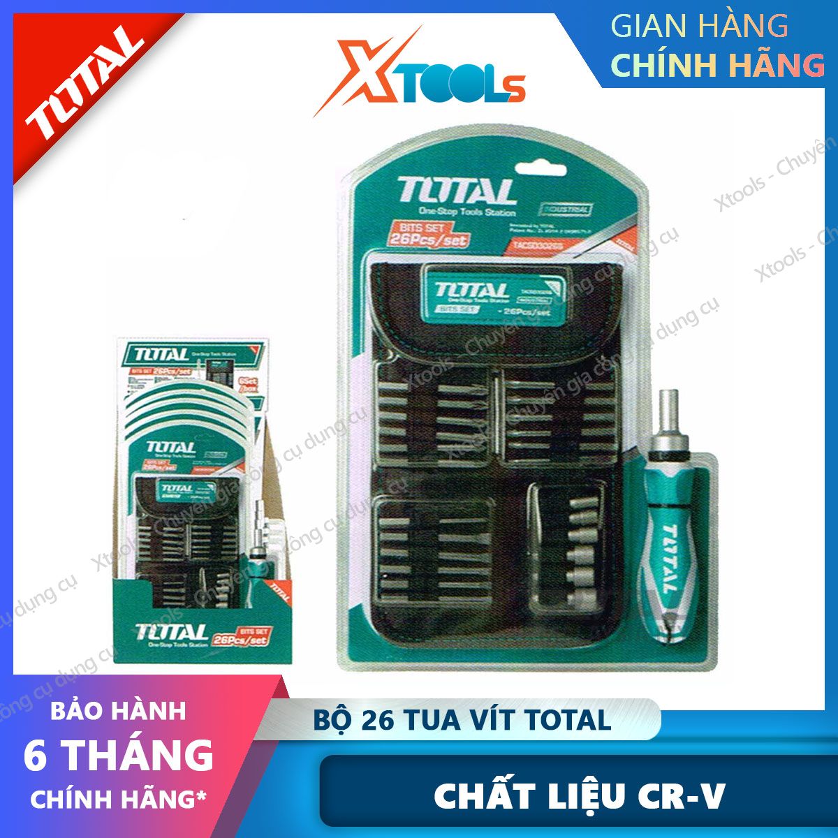 Bộ tua vít đa năng 26 chi tiết TOTAL TACSD30266 bộ tuốc nơ vít được làm từ titanium siêu bền, thiết kế nhỏ gọn và kích thước đa dạng, dễ sử dụng