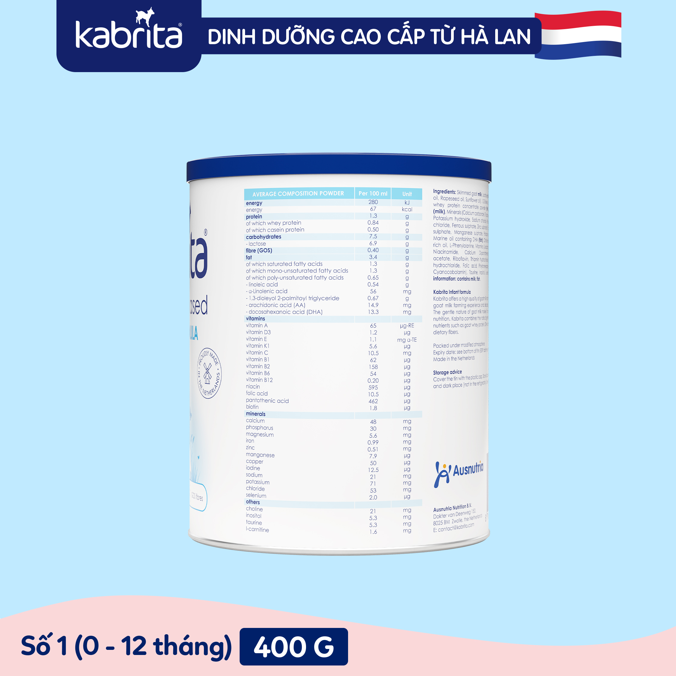 [Date T3/25] Sữa dê Kabrita cho trẻ từ 0-12 tháng - Lon 400g