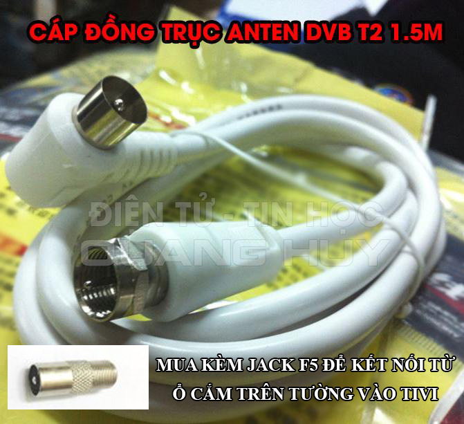 Cáp đồng trục anten DVB T2 dài 1.5m đúc sẵn jack cắm