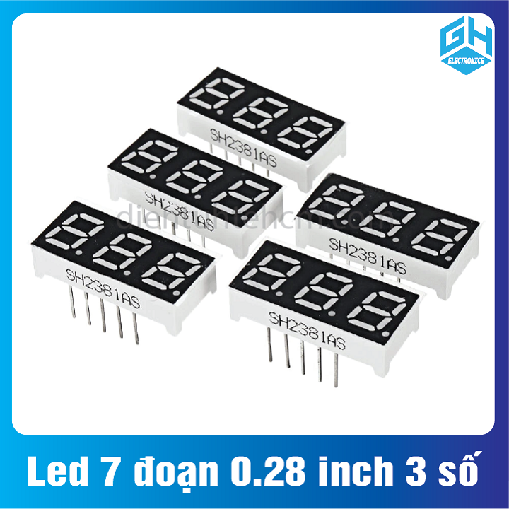 Led 7 đoạn 0.28 inch 3 số màu đỏ(set 2 con)