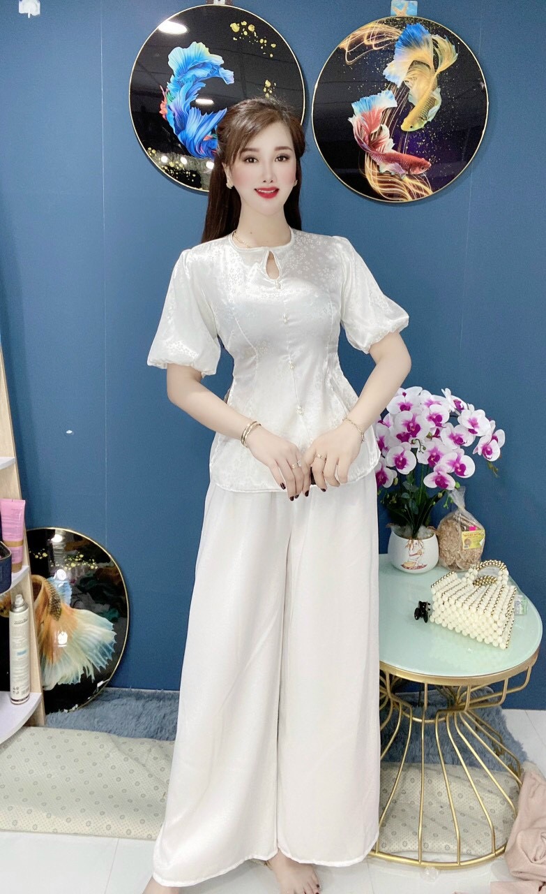 Sét bộ lam đi chùa gấm tay phồng-TH