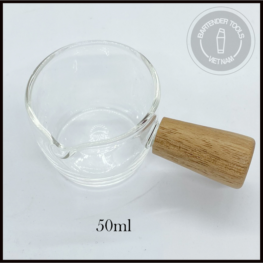 Cốc đong thủy tinh cán gỗ 50ml