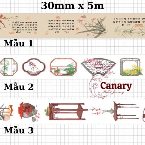Washi tape phong cảnh cổ trang Canarystore54