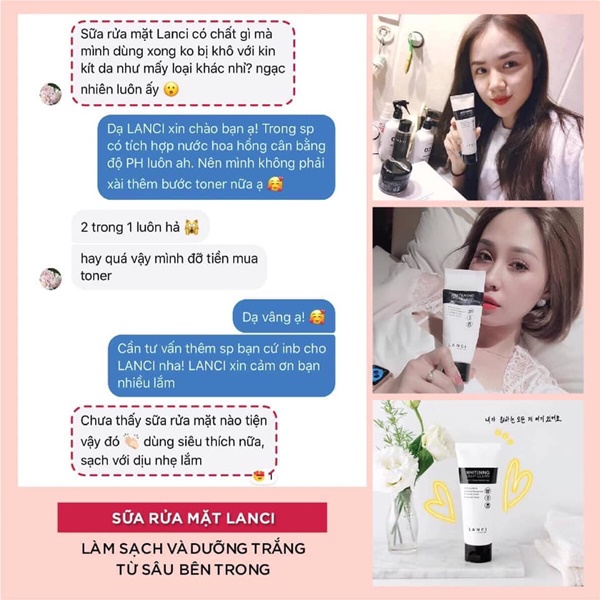 Sữa rửa mặt trắng da Lanci Whitening 100ml