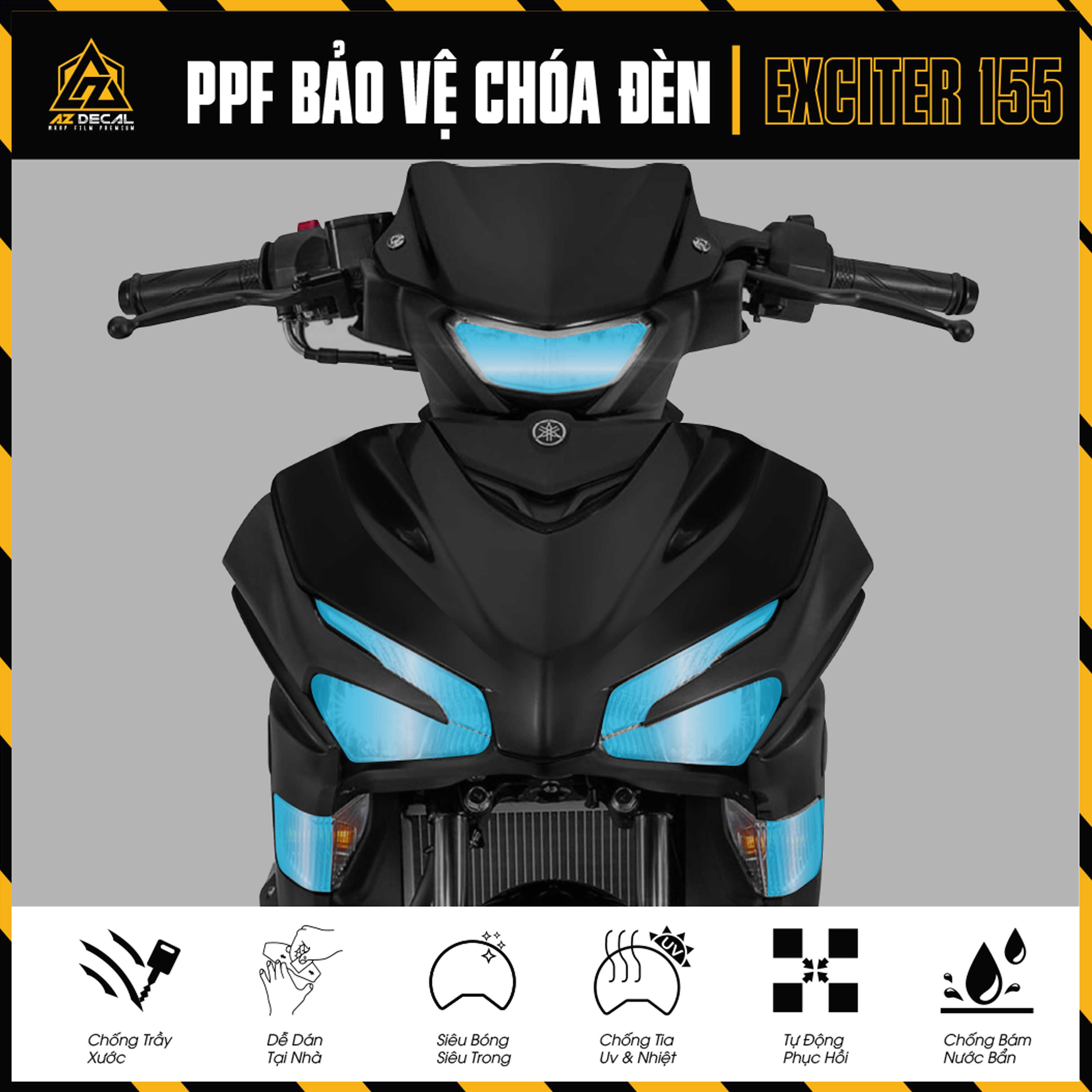 Miếng Dán PPF Chóa Đèn Xe Exciter 155 | Decal Trong Suốt Dán Đèn Pha, Đèn Cos, Xi Nhan Chống Xước Xe Máy EX155 - Azdecal