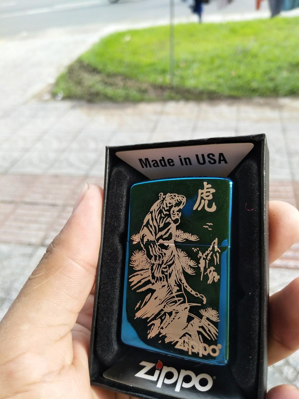 [HCM]Bật Lửa Zippo Khắc Laze Mãnh Hổ