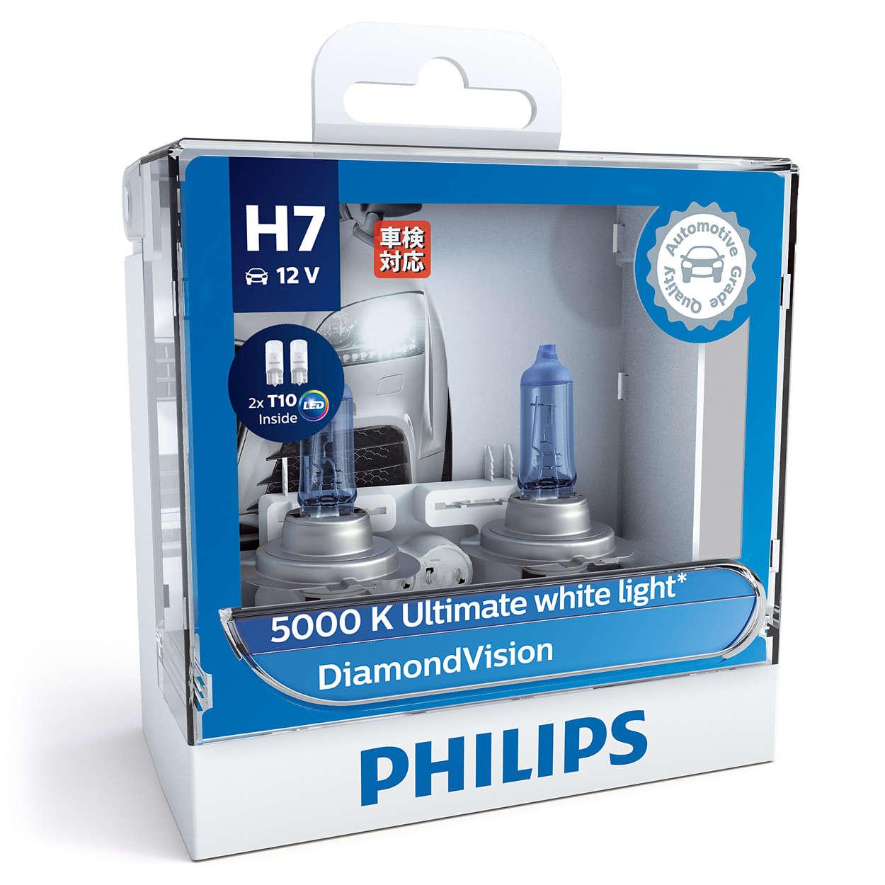 [TẶNG T10 LED] Đèn Pha Philips Diamond Vision Chân H7 12V-55/65W 5000K