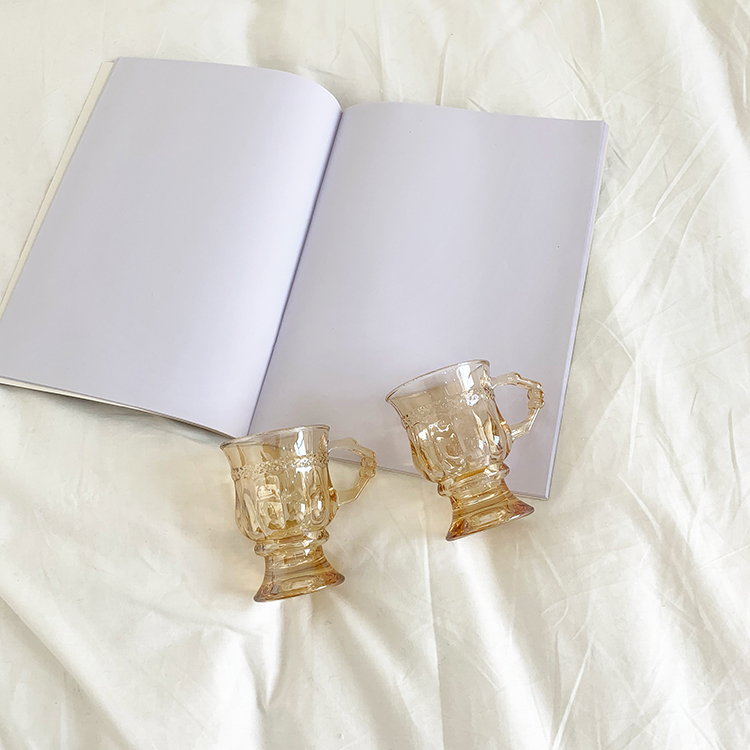 Cốc/ Ly thủy tinh vintage phong cách retro Hàn Quốc