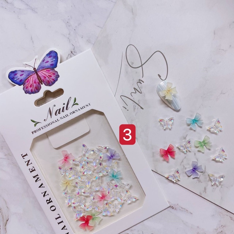 Phụ kiện charm nơ gấu gắn móng tay nail