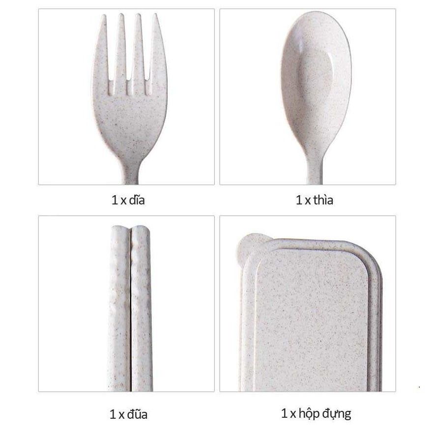 Bộ 3 món thìa, đũa, dĩa lúa mạch an toàn bảo vệ môi trường