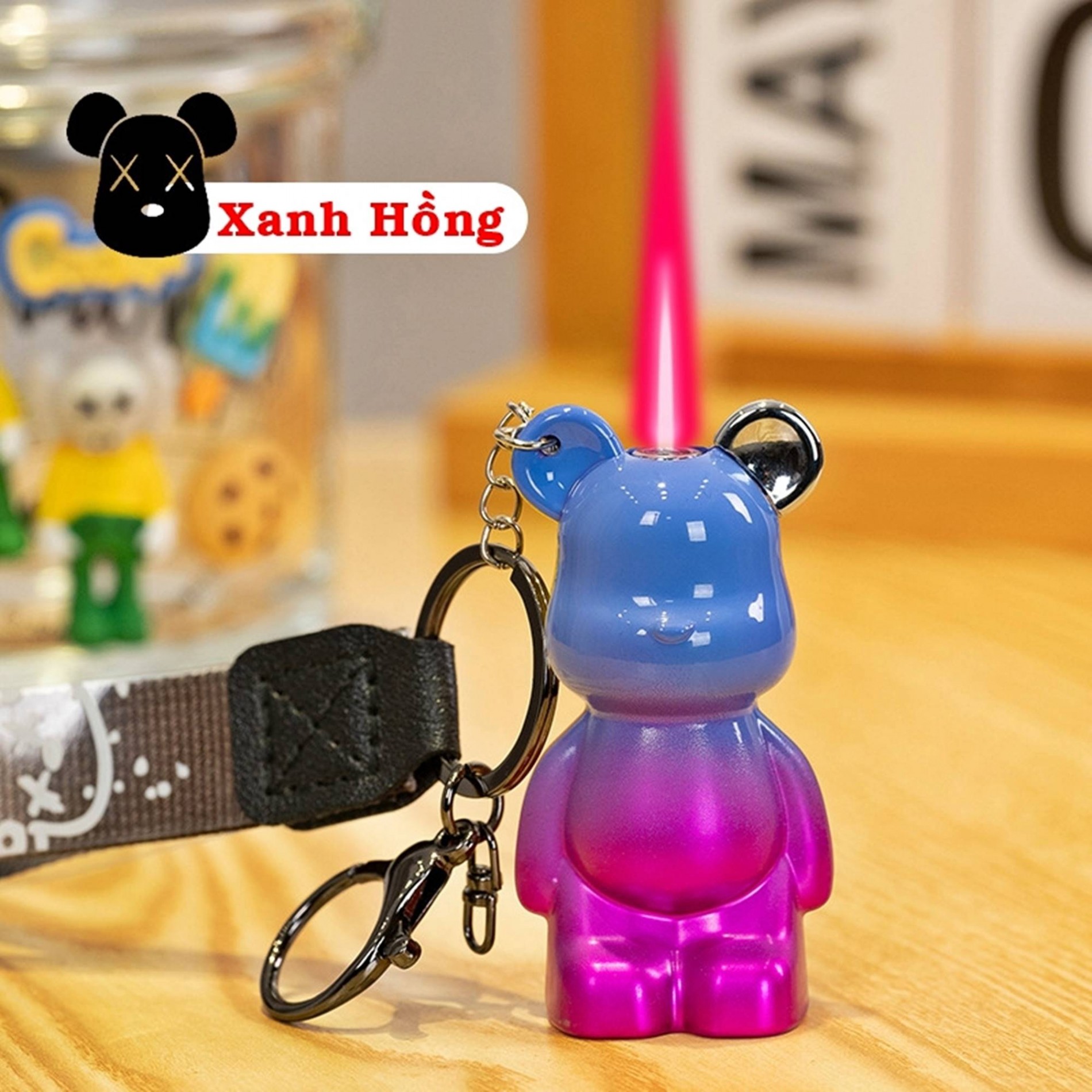 Bật lửa móc khoá - hình gấu Bearbrick ( xài gas )