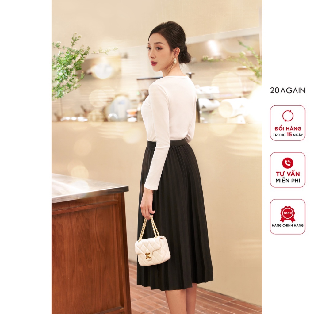 Chân váy xòe 20AGAIN, xếp ly thanh lịch basic JDW2530