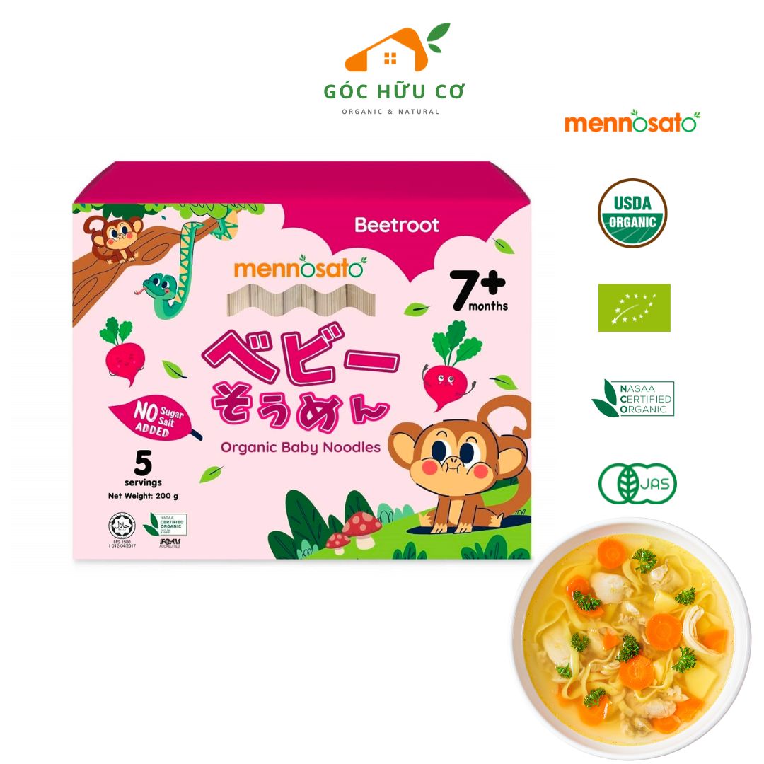 Mennosato Organic Beetroot Noodle - Organic Baby Noodle 200g - Mennosato Noodles - Organic Noodle - Goc Huu Co
