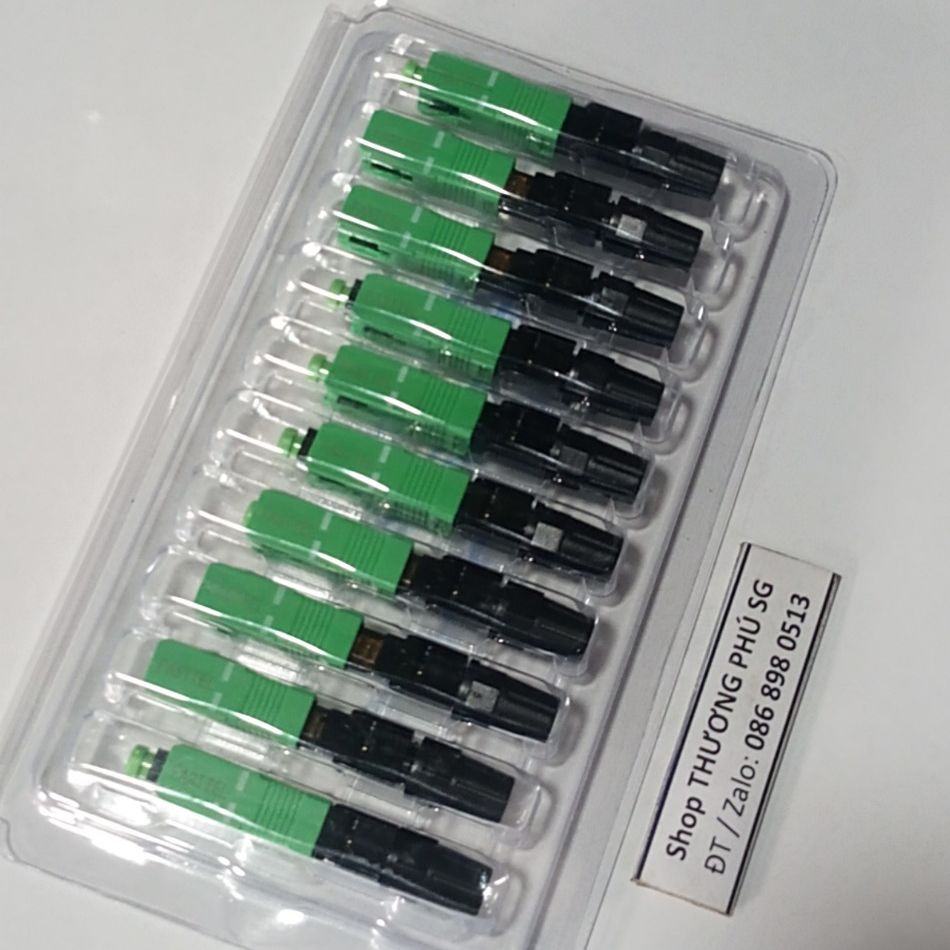 Đầu nối quang SC / APC (Fast Connector - Rệp cáp quang) (Màu Xanh lá)