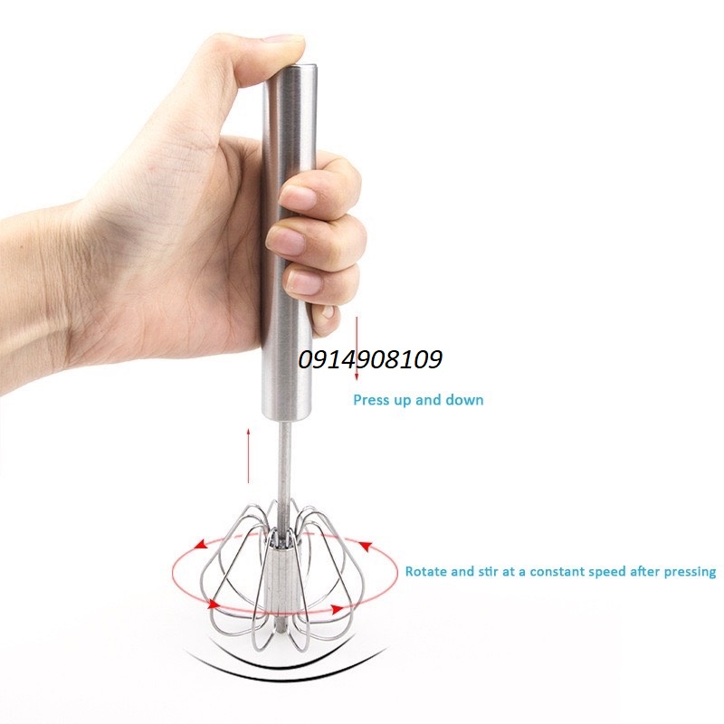 Cây đánh trứng, đánh bọt cà phê tự động inox cầm tay
