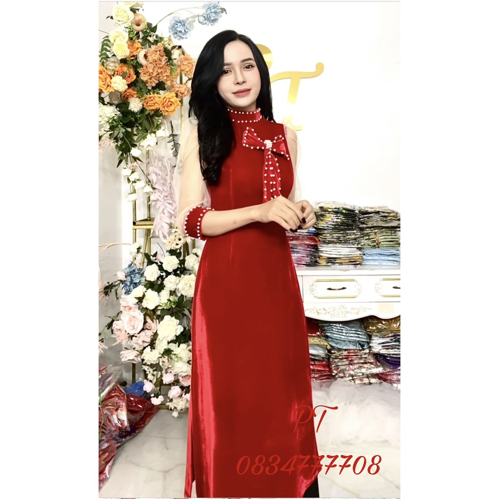 ÁO DÀI CÁCH TÂN NHUNG HỌA TIẾT CAO CẤP