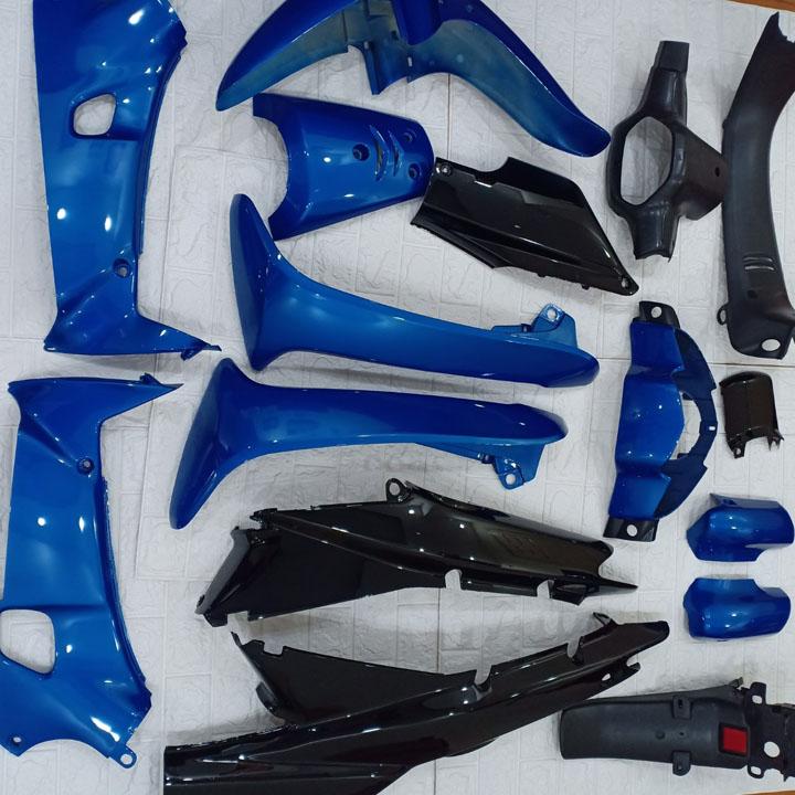 [SHIP 0 VNĐ]  Bộ dàn áo Nhựa nguyên sinh ABS màu Xanh dương đen xe Wave THÁI - Wave đèn pha 1 mắt, Wave ZX, WAVE anpha - wave 110 đời xe 1997 đến 2006 - có TẶNG BỘ TEM 3 lớp xịn.