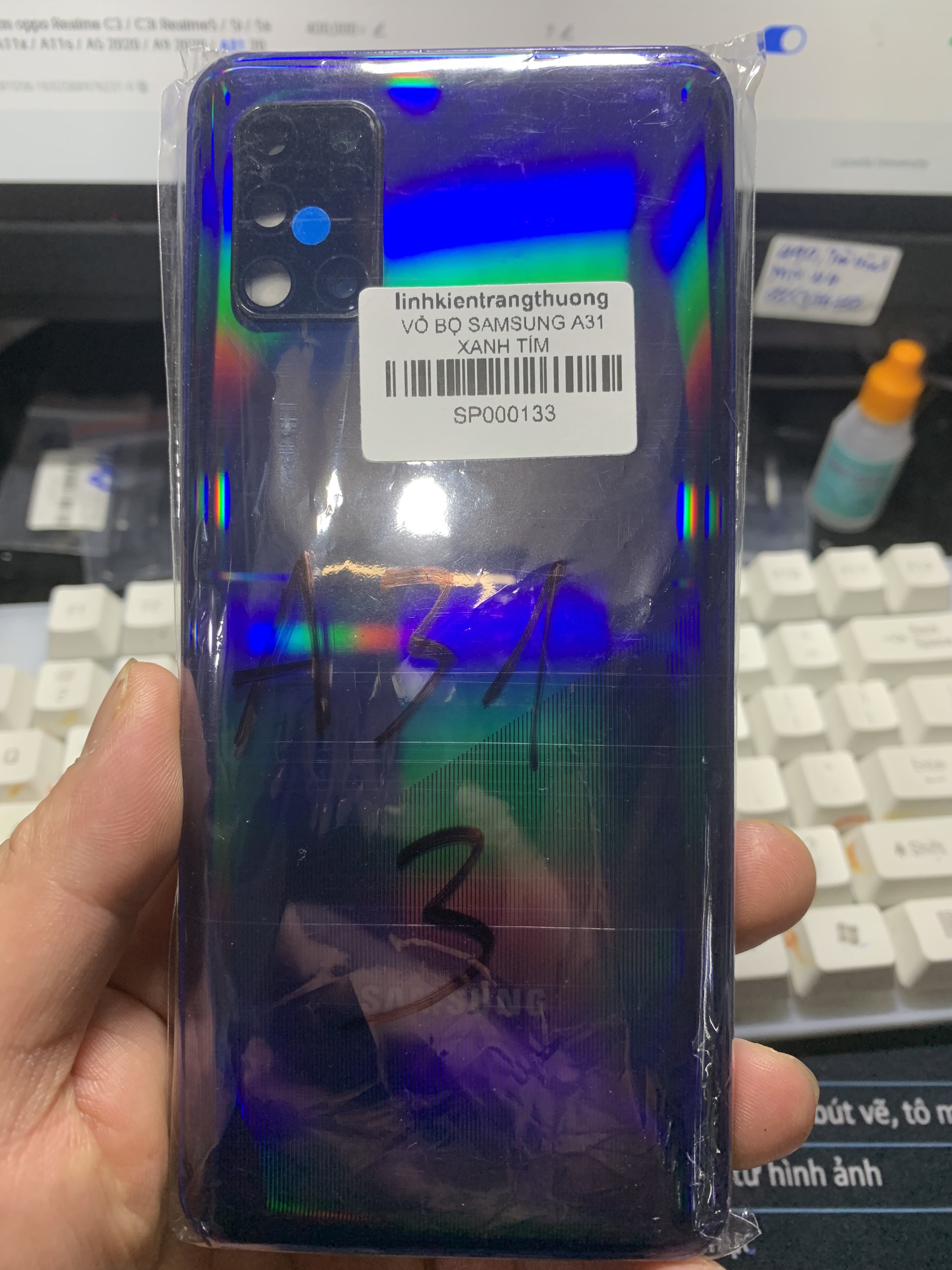 Bộ Xương vỏ. lưng, viền điện thoại samsung A31, kèm kính cam, phím bấm, khay sim