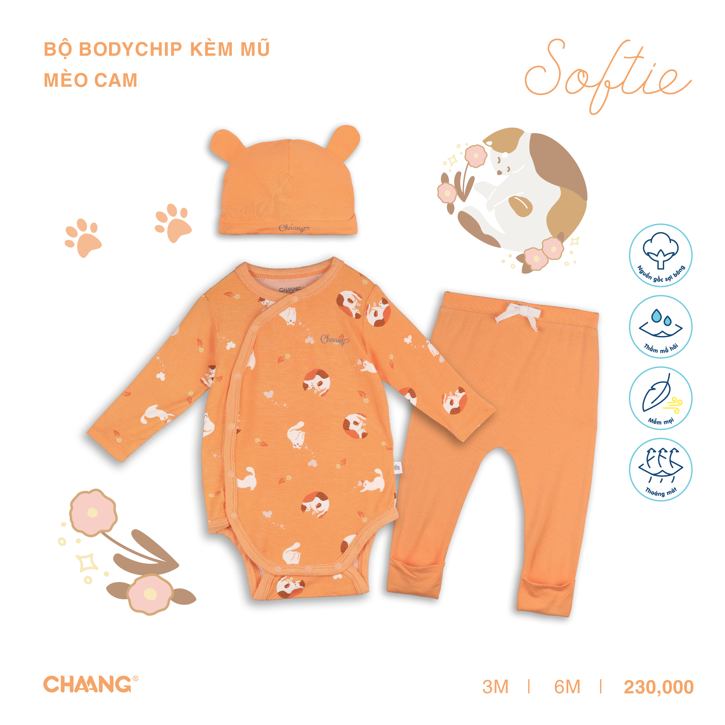 Bộ bodychip kèm mũ Mèo Chaang