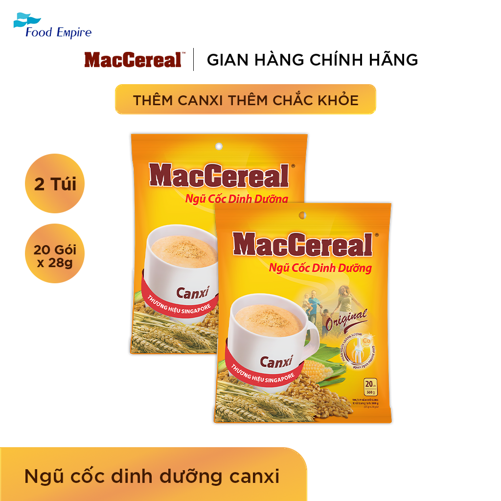 Combo 2 túi Bột Ngũ Cốc Dinh Dưỡng Canxi - MacCereal (túi 20 gói x 28g)