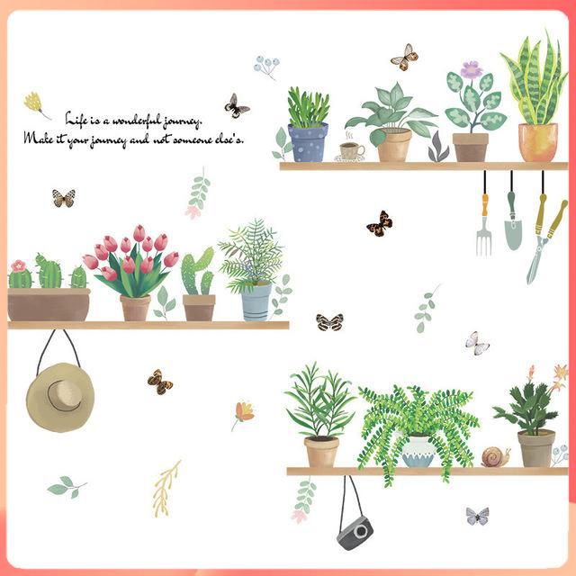 Decal Dán Tường Chậu Hoa Nhỏ Trang Trí