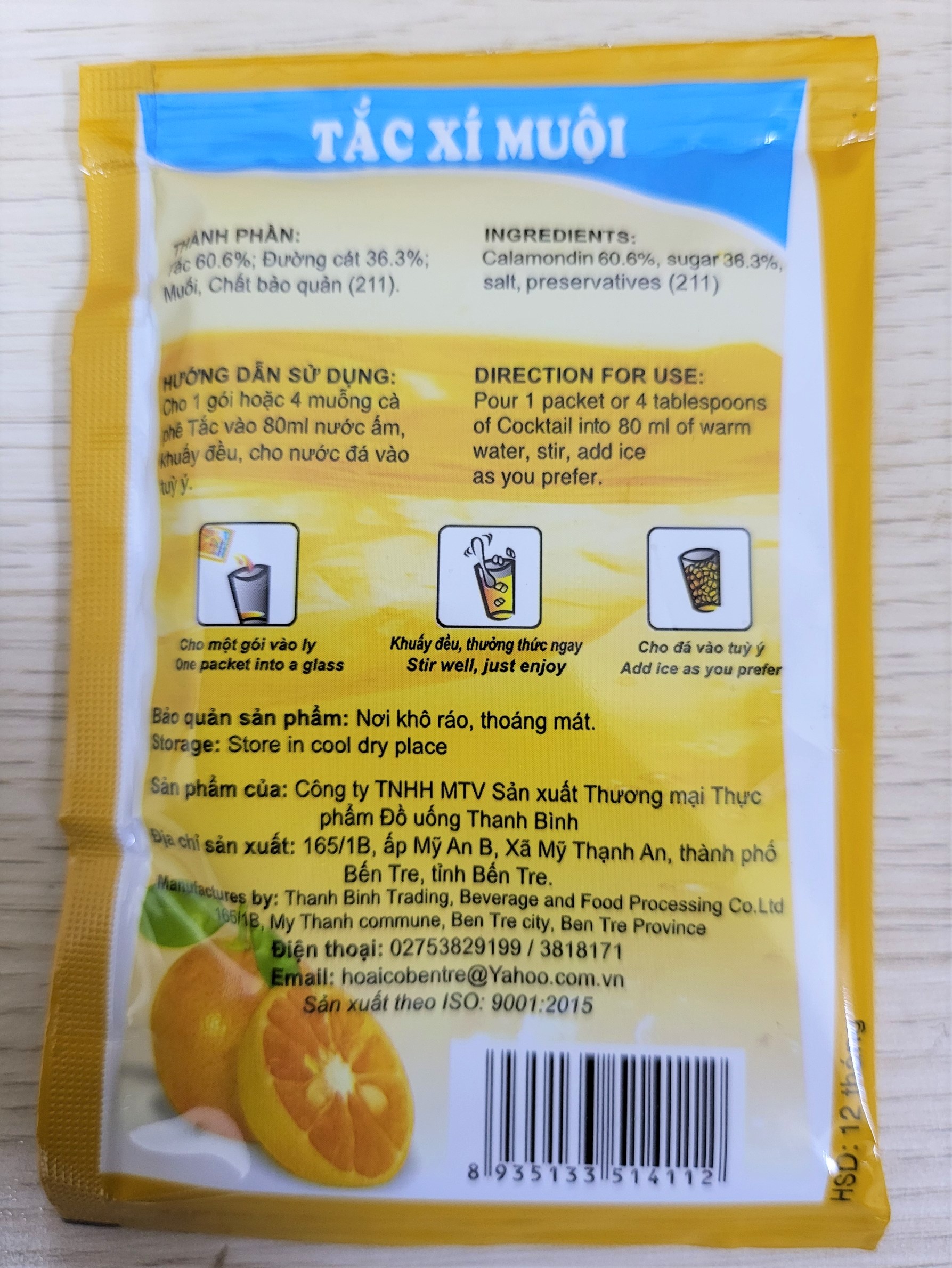 (TẮC HỘP GIẤY 900g / 18 gói) TẮC XÍ MUỘI GIẢI KHÁT THANH BÌNH Calamondin