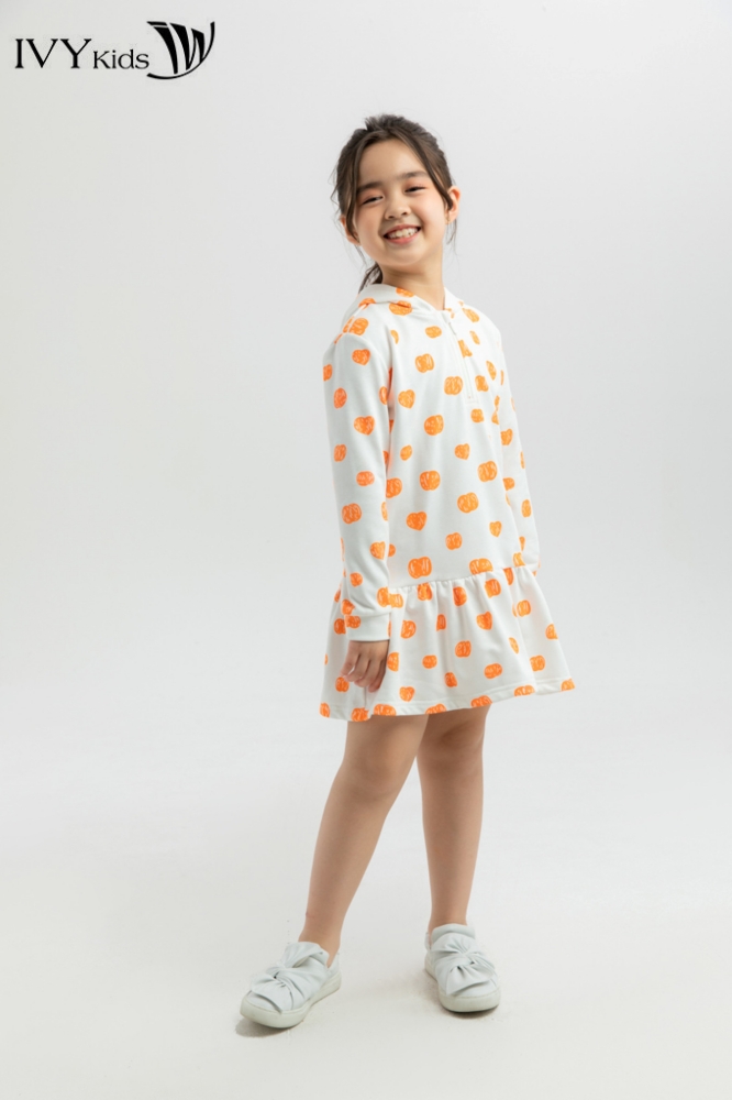 Đầm thun xòe cổ mũ bé gái IVY moda MS 42G1178