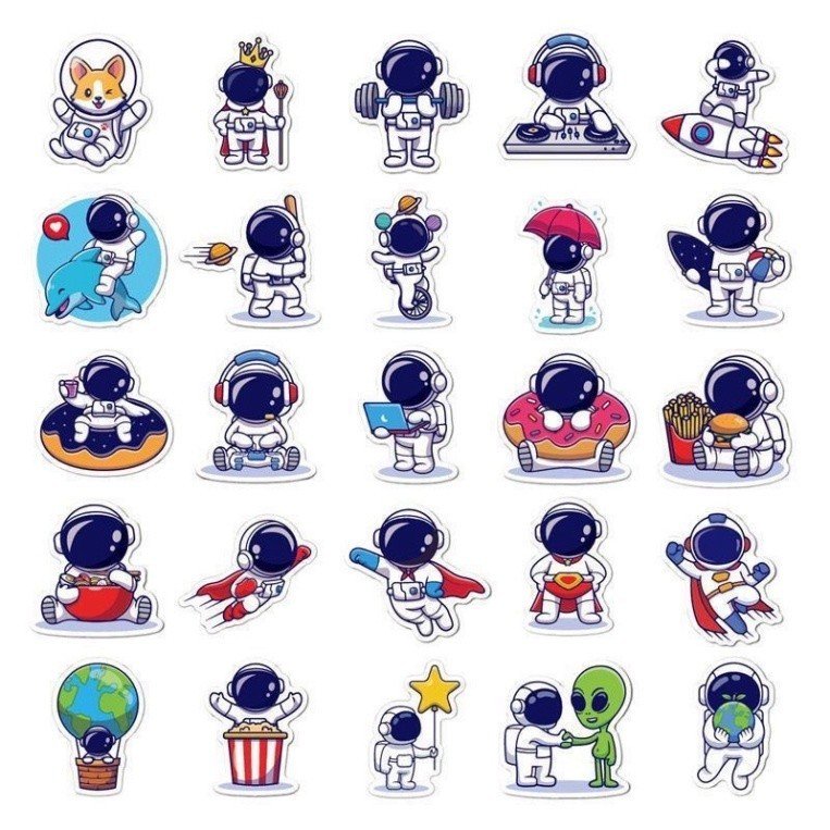 Sổ Sticker Mini Phi Hành Gia Siêu Cute Nhiều Hình
