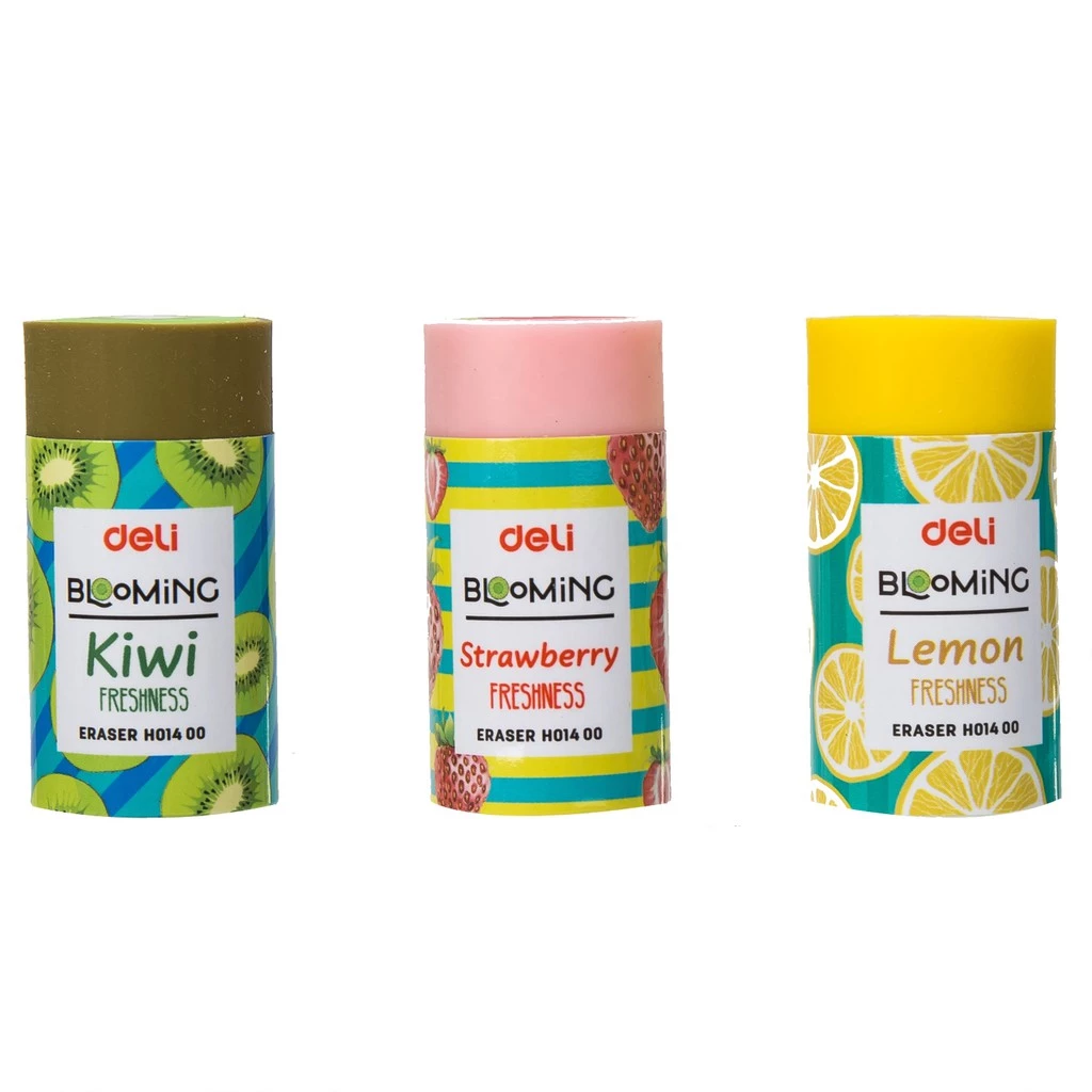 Combo 5 Cục Gôm Tẩy 2B Họa Tiết Hoa Quả Dễ Thương Kiwi/Dâu/Chanh Deli - EH01400 Tẩy Sạch Ít Vụn Tẩy