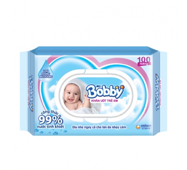 Giấy Ướt Bobby Không Mùi 100 miếng
