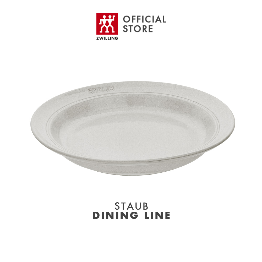 Đĩa gốm sứ sâu lòng cao cấp STAUB size 22cm/24cm (màu trắng truffle/Hoa anh đào)
