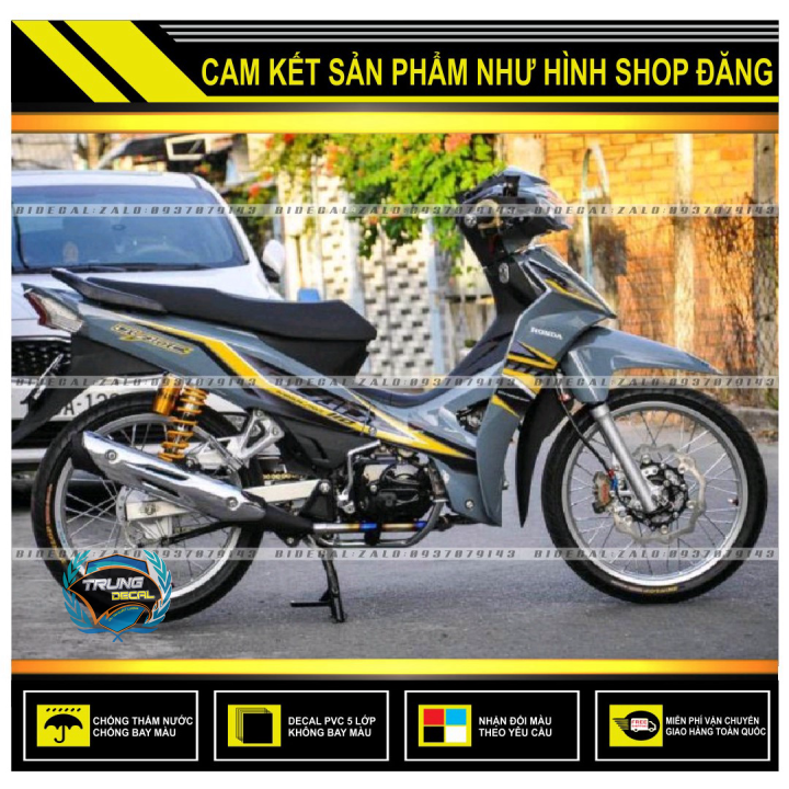 Tem rời wave blade 110 chế phối dán xe xám xi măng
