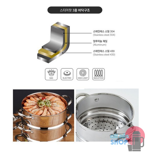 Bộ nồi hấp 2 tầng Lock&Lock Steamer Pot size 26cm/28cm