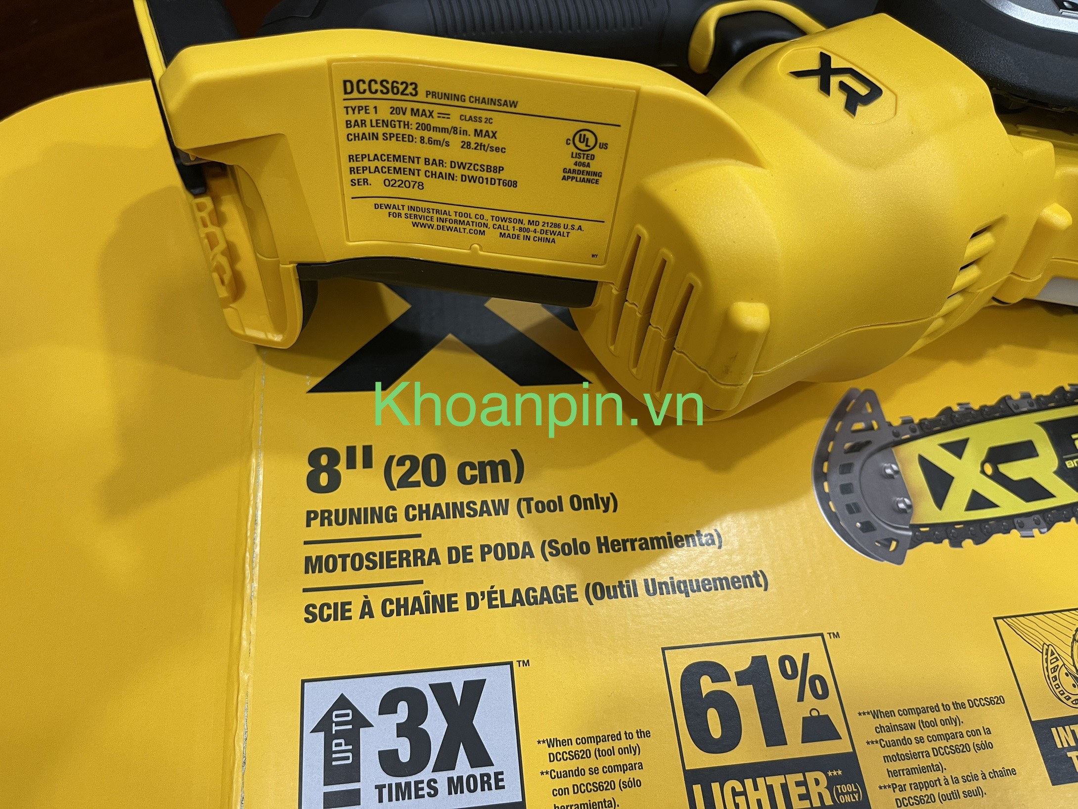 máy cưa xích dewalt dccs623