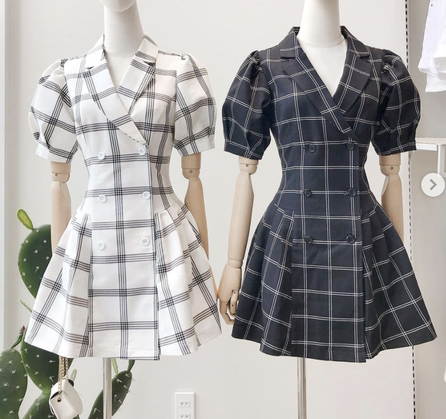 Đầm MIEU cổ vest xếp ly eo - HJ19 (Trắng)