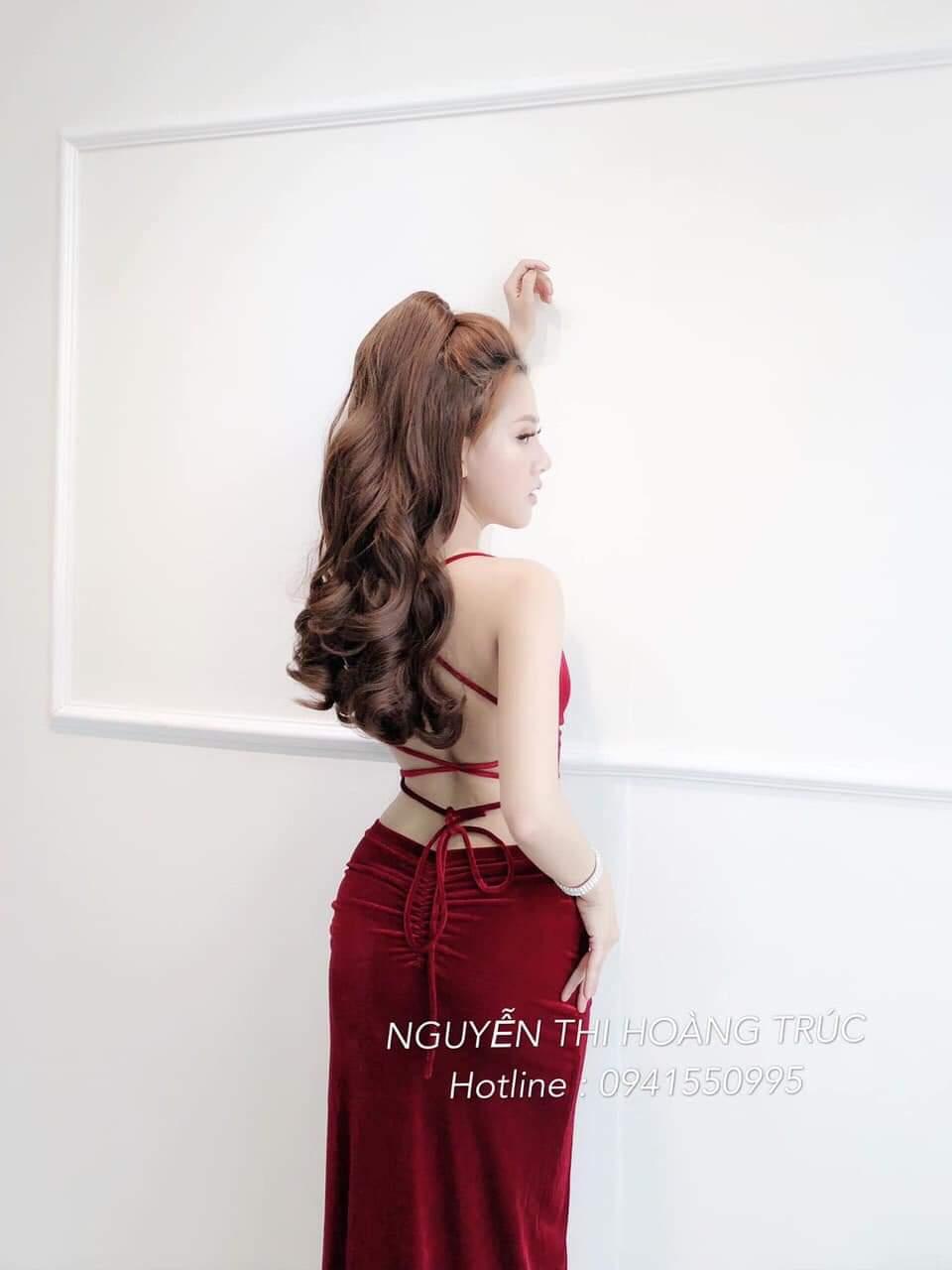 maxi cổ yếm đan dây lưng