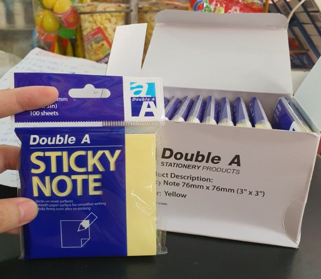 Giấy note vàng 3x3 Double A (76mm x 76mm) - 1 xấp