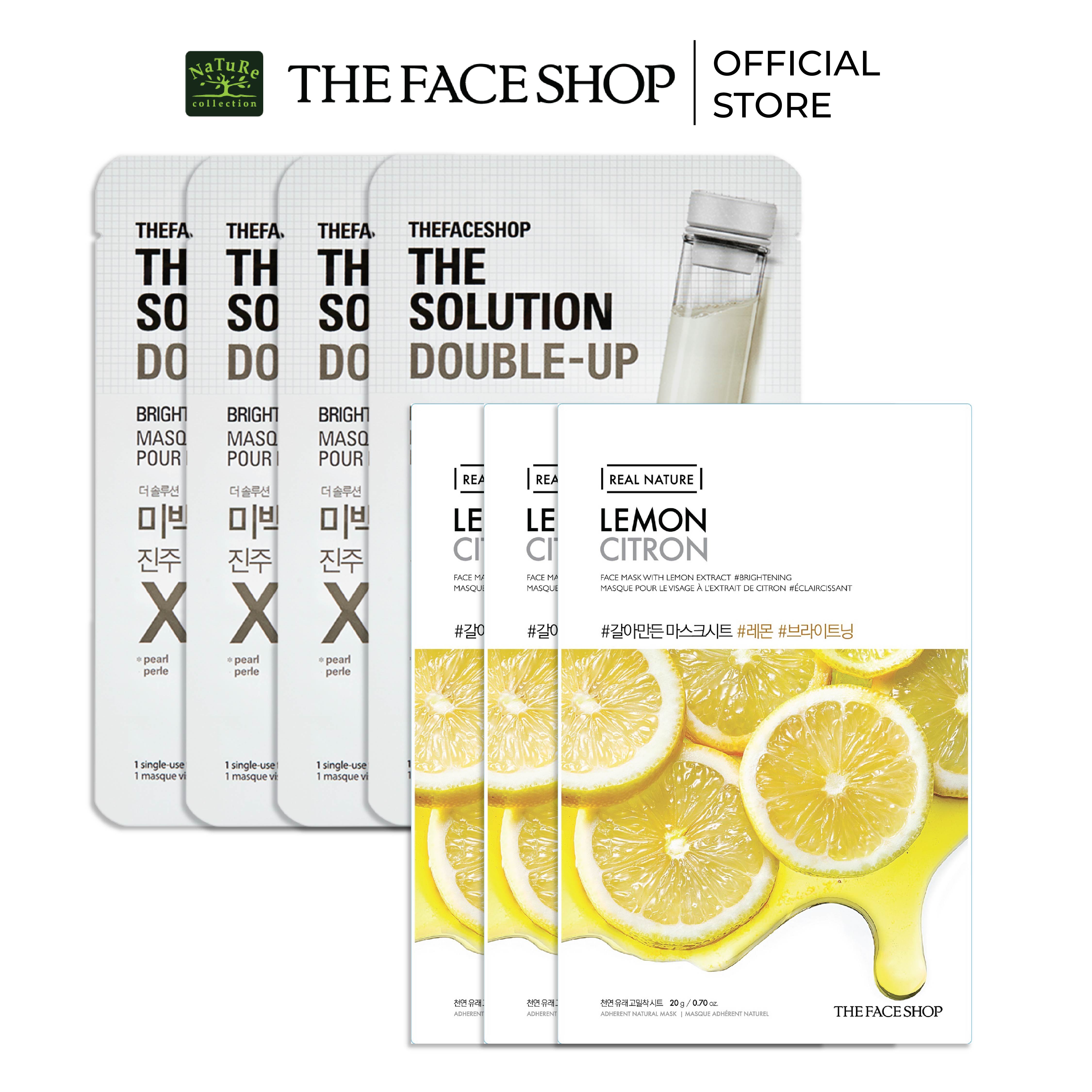 Combo 7 Mặt Nạ The Solution Brightening 20mlx4+Mặt Nạ Real Nature Lemon 20mlx3