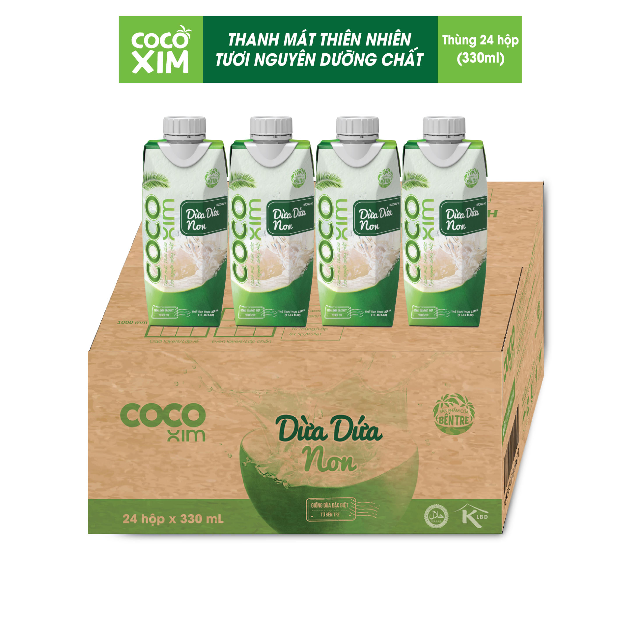 Combo 12 hộp Nước Dừa Dứa Non Cocoxim  330ml