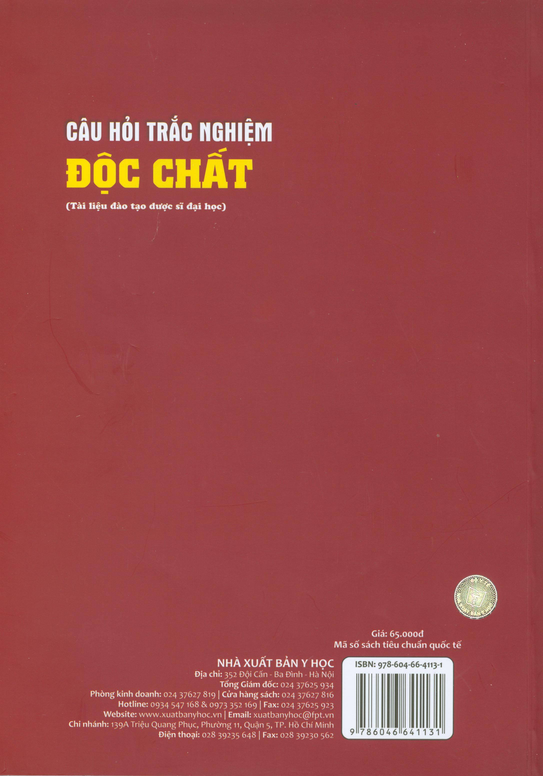 Câu hỏi trắc nghiệm độc chất