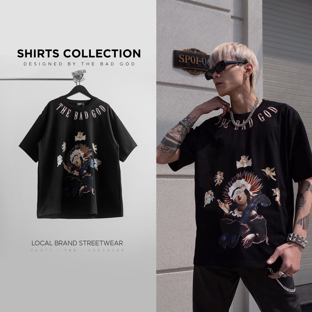 LUCKÁo thun tay lỡ The Bad God Mother Angles tee
