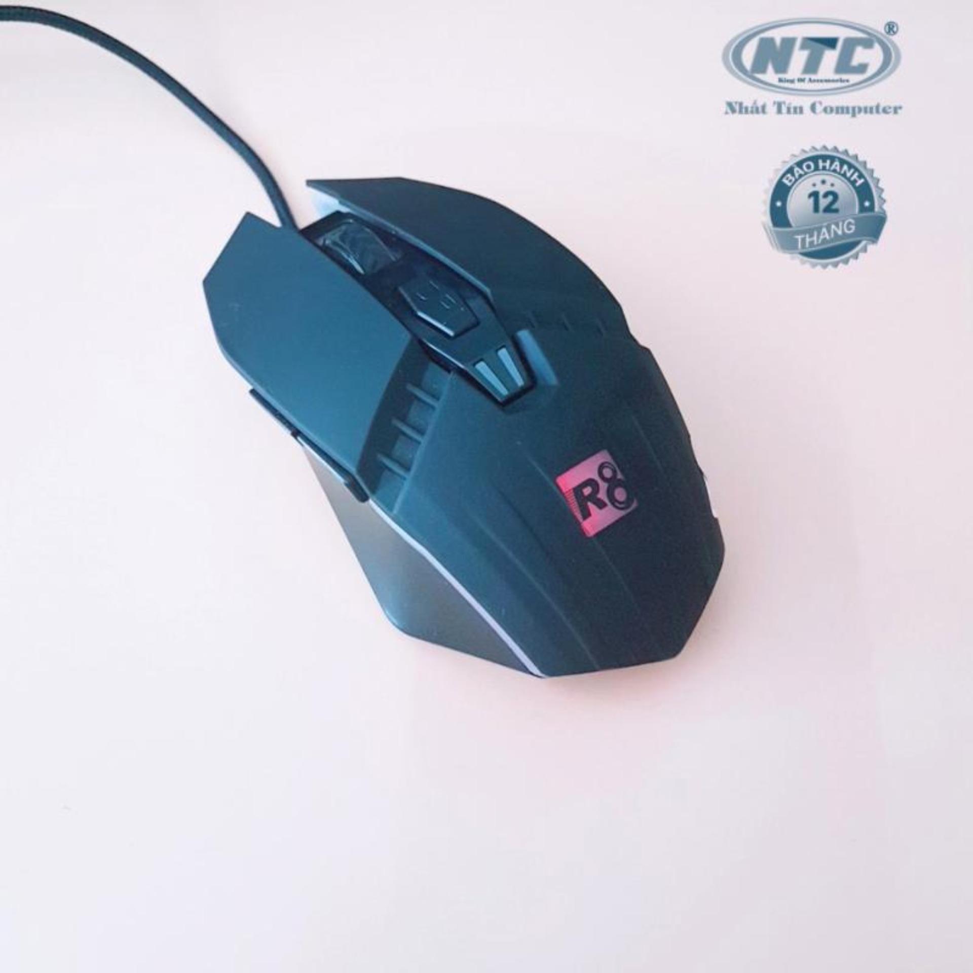 Chuột game 6d r8 1617a led đa màu dpi 3200 - dây bọc dù chống nhiễu