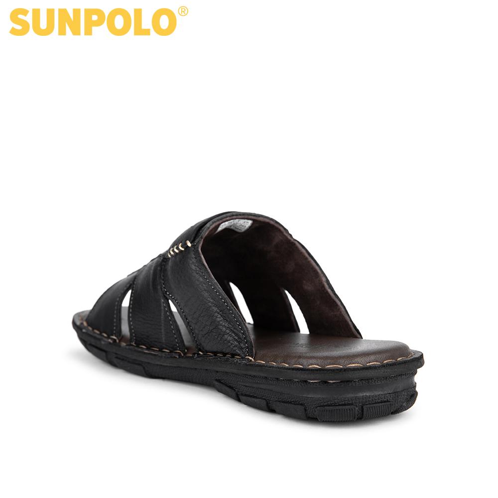 Dép Quai Ngang Nam Da Bò SUNPOLO AQN009 (Đen, Nâu)
