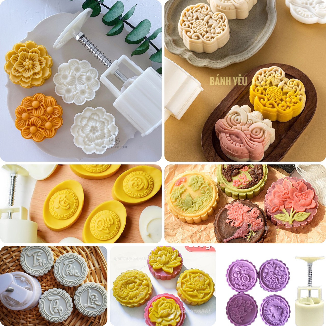 Khuôn Trung Thu Lò Xo Tròn 4 Mặt 150g