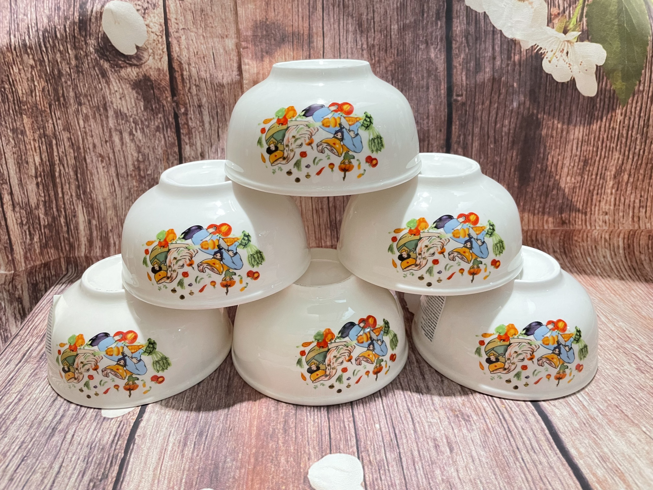 Bộ 10 chén sứ ăn cơm Unilever họa tiết - chén, bát sứ ăn cơm