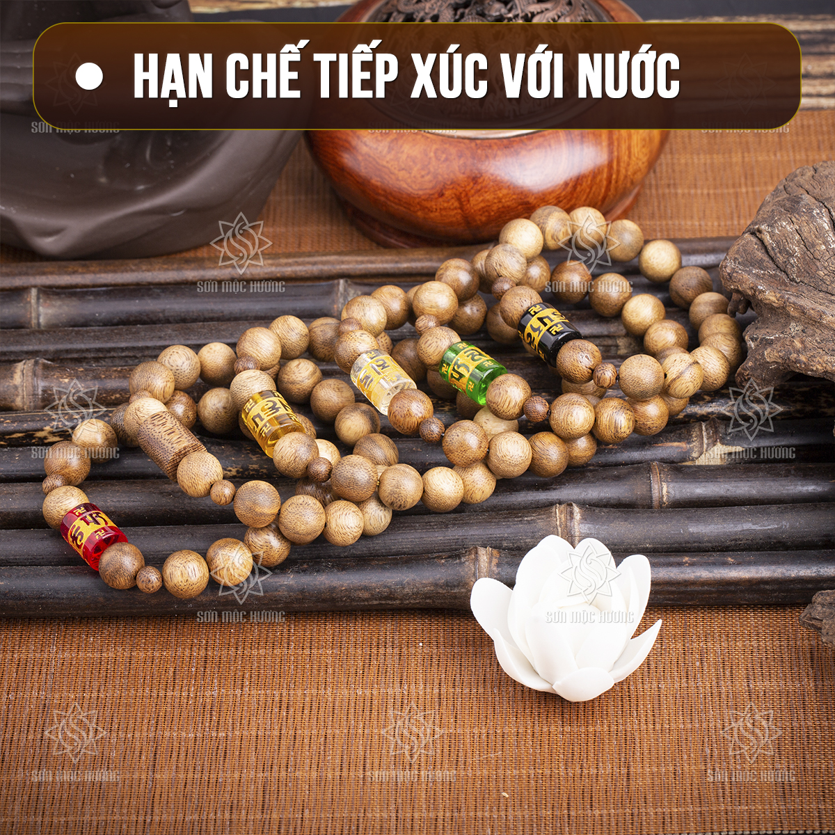 Vòng tay trầm hương mix lu thống omani Sơn Mộc Hương đeo tay nam nữ mệnh kim mộc thủy hỏa thổ mang ý nghĩa phong thủy may mắn tài lộc