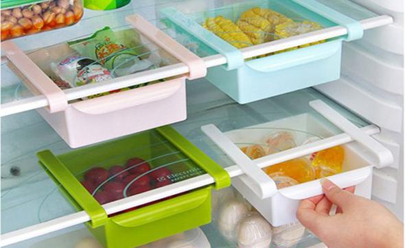 Khay nhựa để tủ lạnh tiện lợi, khay đựng đồ kẹp tủ lạnh thông minh, giá kệ để thực phẩm trong tủ lạnh
