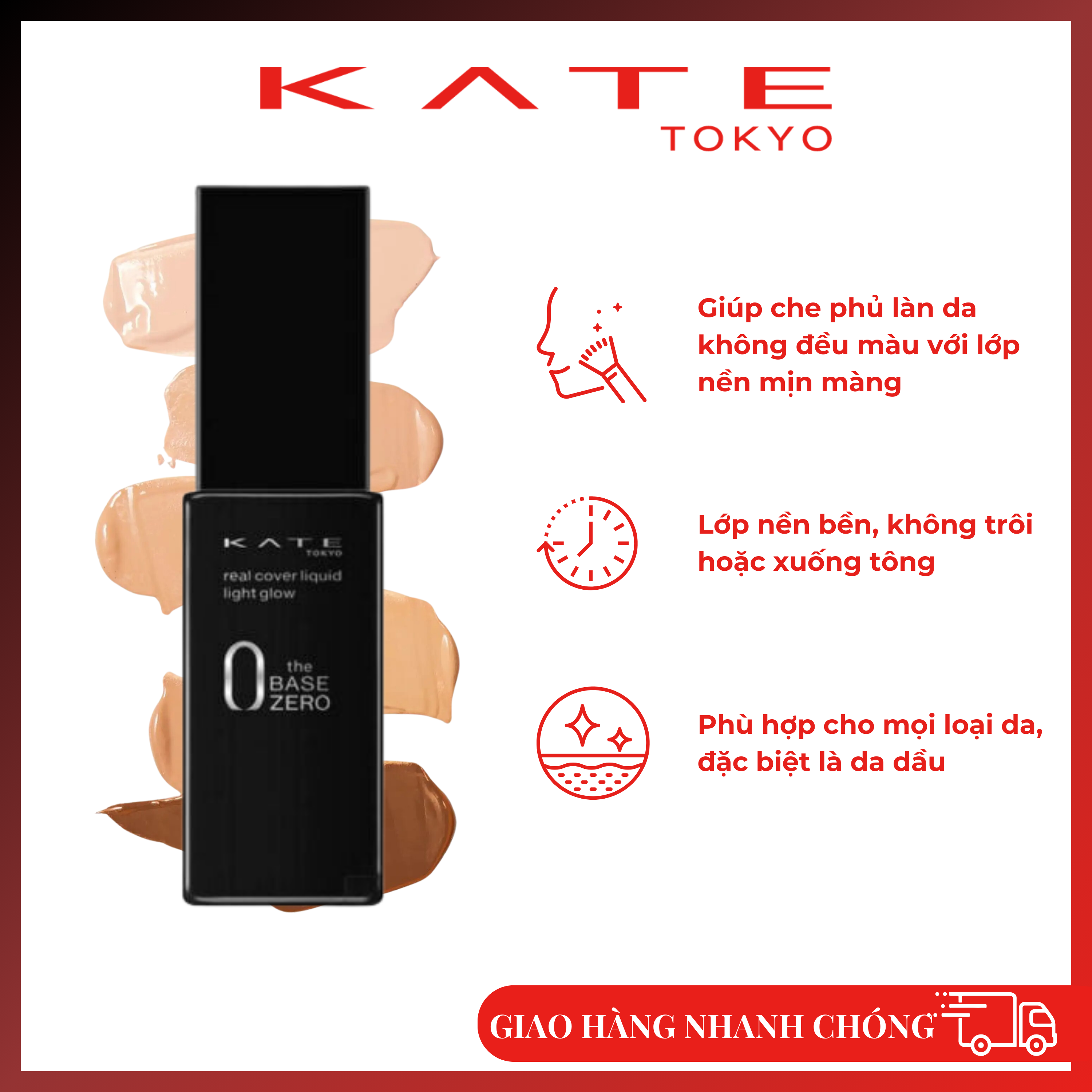 Kem Nền Che Khuyết Điểm Kate Real Cover Liquid - Light Glow