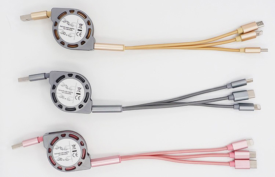 Cáp Sạc Dài 1m 3 Đầu Lightning, Type-C, Micro Usb Dây Rút Tiện Dụng