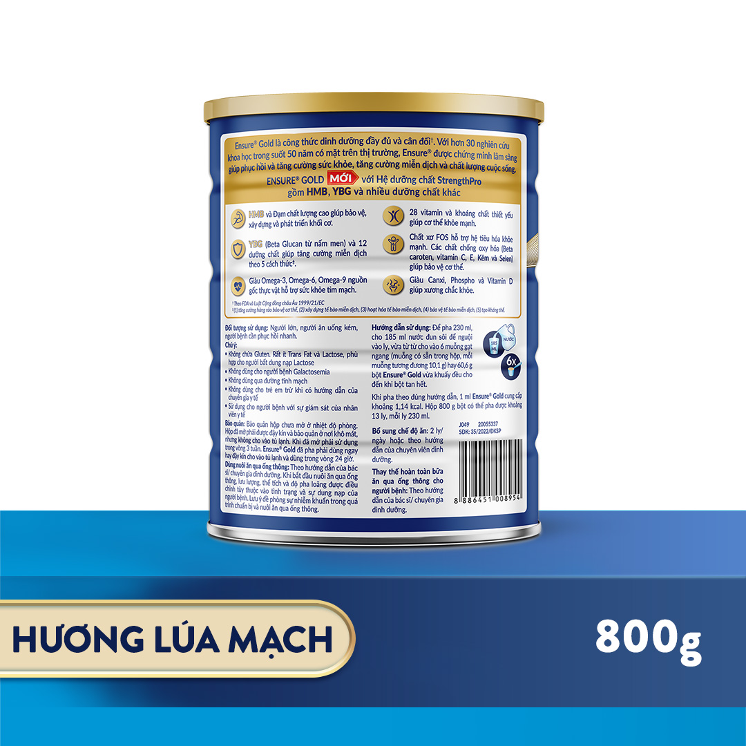 [CHỈ 20H 04-08.05 QUÀ TẶNG CHO ĐH 1500K-SLCH] Lon sữa bột Ensure Gold hương lúa mạch 800g